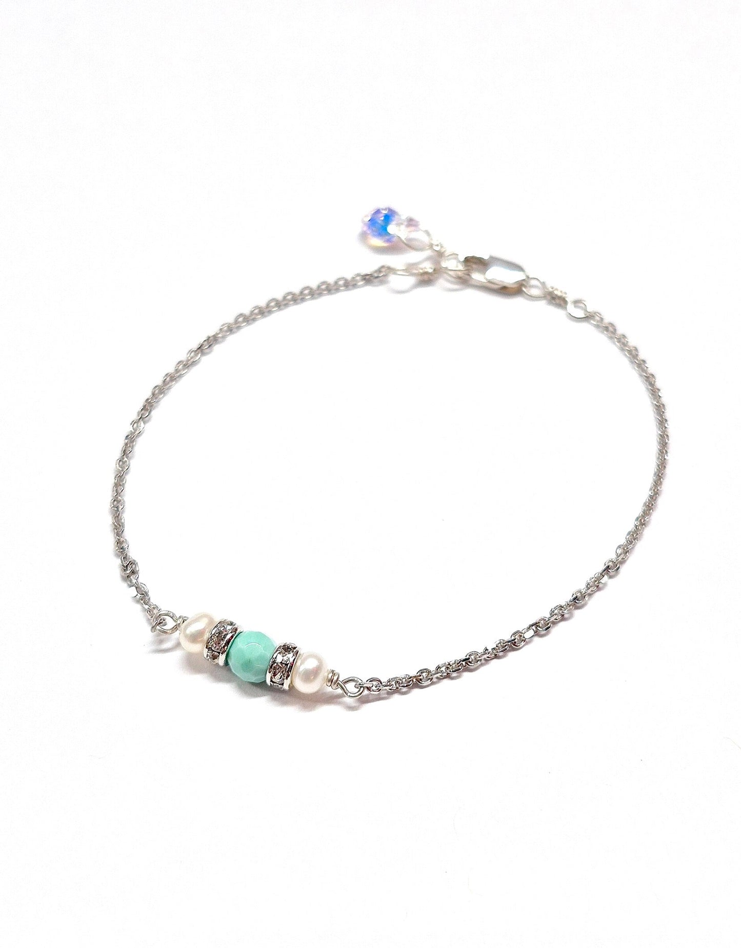 Turquoise & Pearl bracelet, silver or gold bracelet