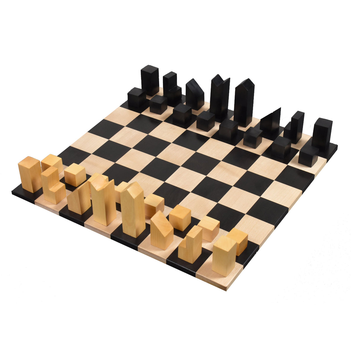 Slightly Imperfect Repro 1966 Lanier Graham Chess Set- Chess Pieces Only - Absract set - Ebonised Boxwood - 2.7"