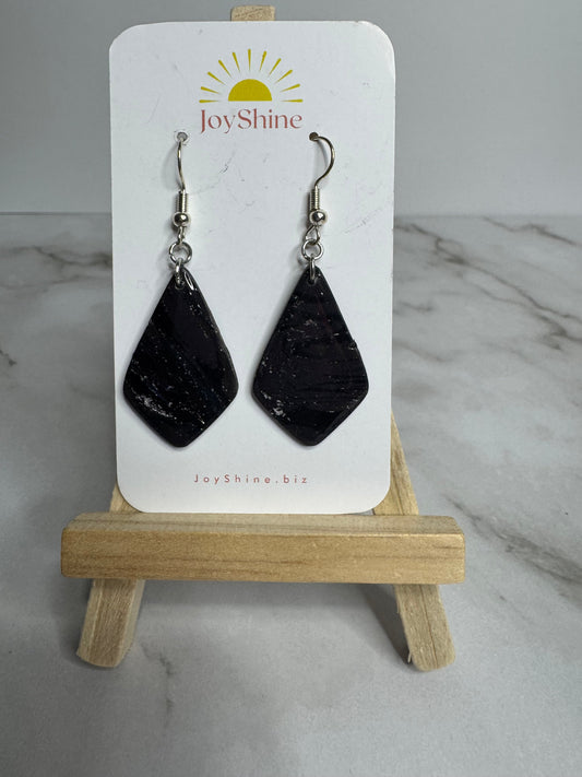 Black Shimmer Earrings | Handmade Polymer Clay Jewelry | JoyShine