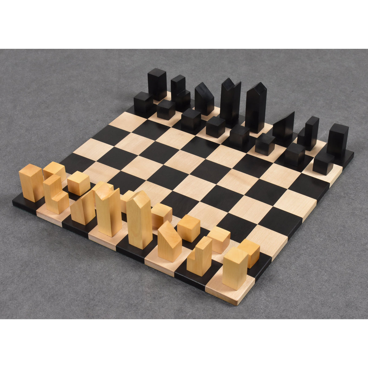 Slightly Imperfect Repro 1966 Lanier Graham Chess Set- Chess Pieces Only - Absract set - Ebonised Boxwood - 2.7"
