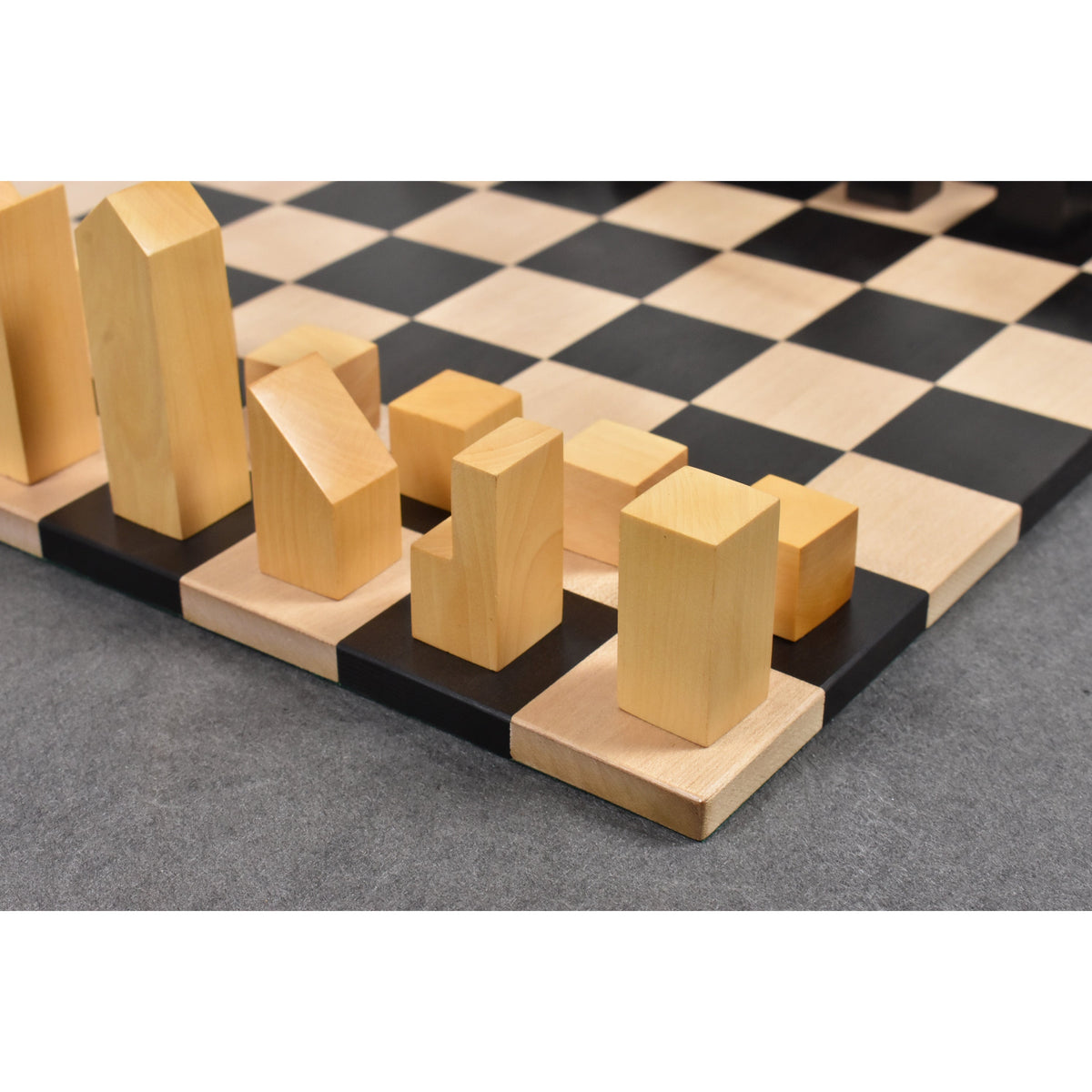 Slightly Imperfect Repro 1966 Lanier Graham Chess Set- Chess Pieces Only - Absract set - Ebonised Boxwood - 2.7"