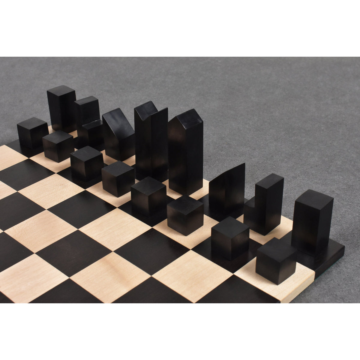 Slightly Imperfect Repro 1966 Lanier Graham Chess Set- Chess Pieces Only - Absract set - Ebonised Boxwood - 2.7"