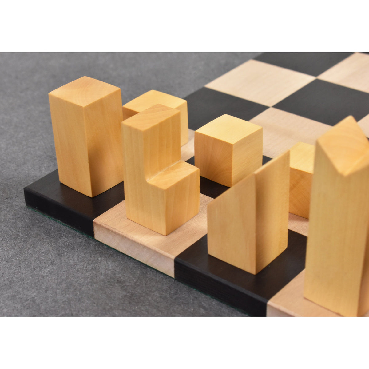 Slightly Imperfect Repro 1966 Lanier Graham Chess Set- Chess Pieces Only - Absract set - Ebonised Boxwood - 2.7"