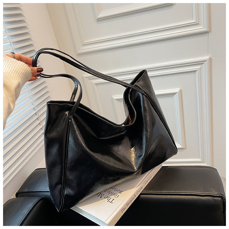 Women's Vintage Tote Bag - Large Capacity PU Leather Shoulder Handbag for Daily Use