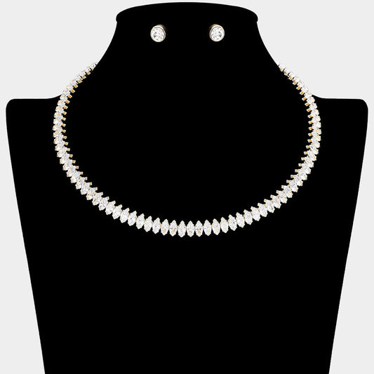 Marquise Stone Cluster Evening Choker Necklace