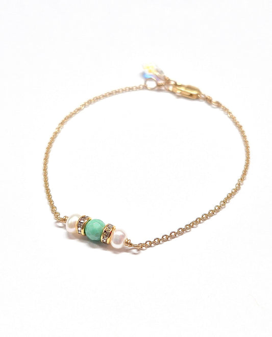 Turquoise & Pearl bracelet, silver or gold bracelet