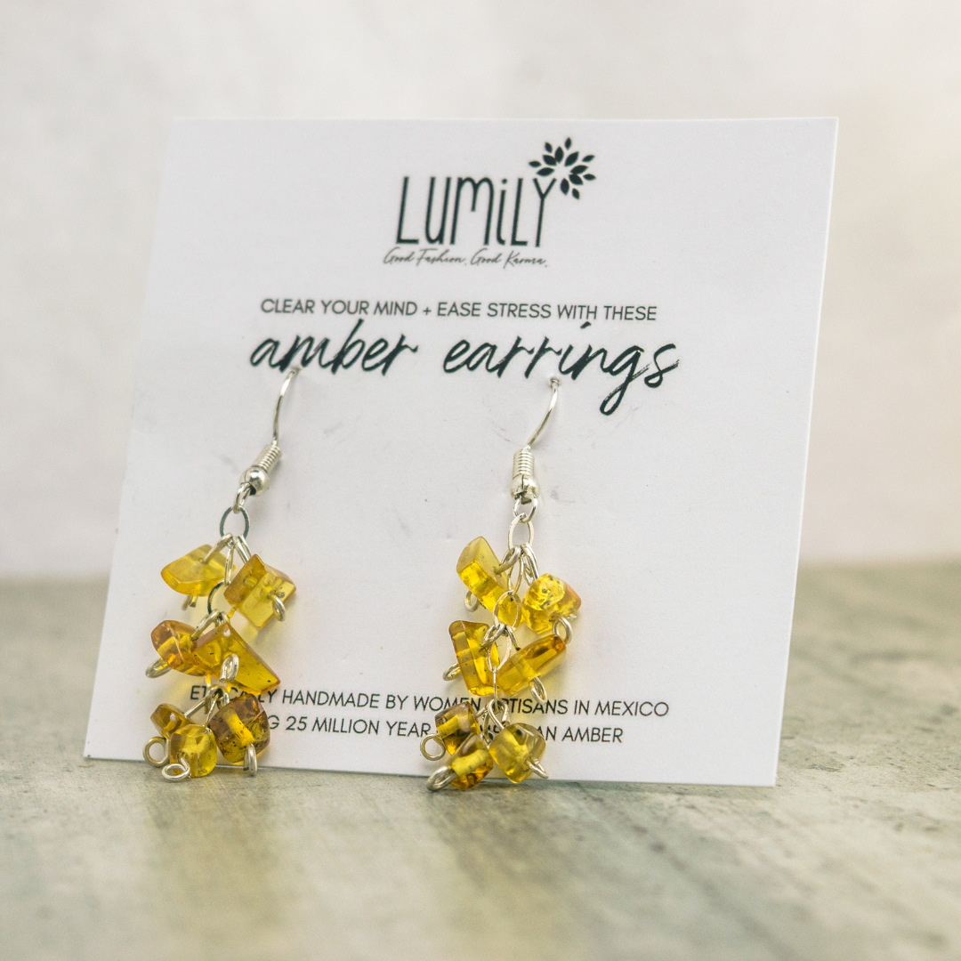 Amber Waterfall Boho Earrings - Mexico