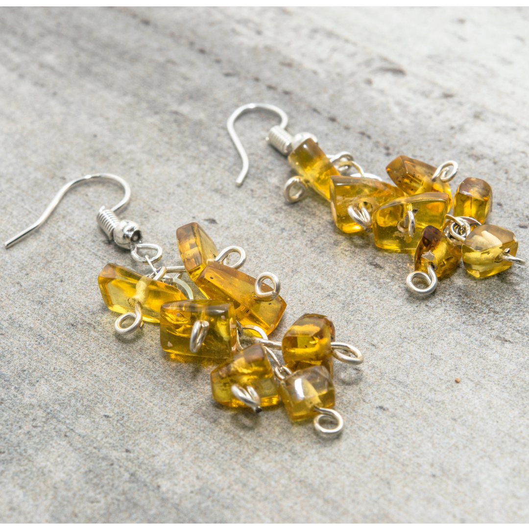 Amber Waterfall Boho Earrings - Mexico