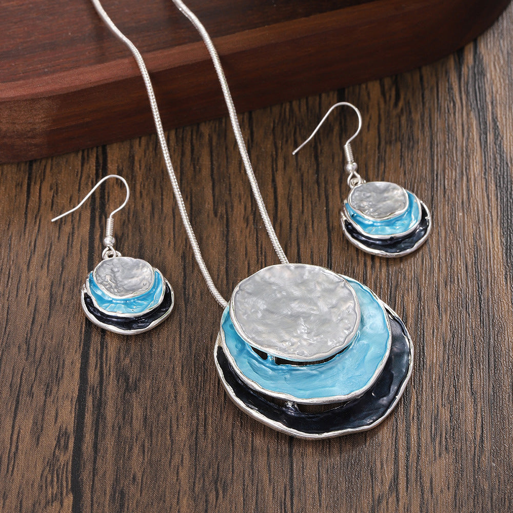 Women's Fashion Bohemian Enamel Geometric Round Party Jewelry Set