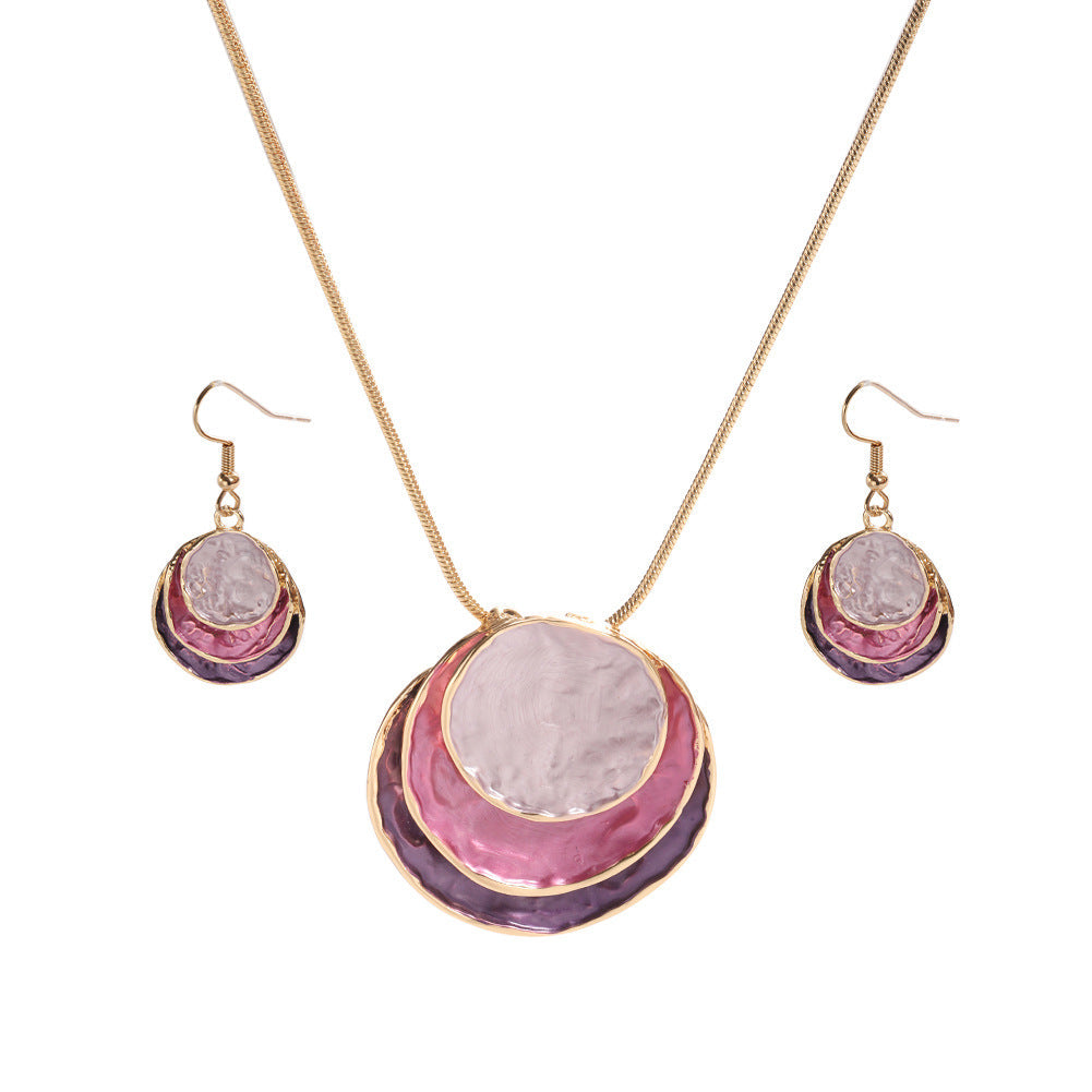 Women's Fashion Bohemian Enamel Geometric Round Party Jewelry Set