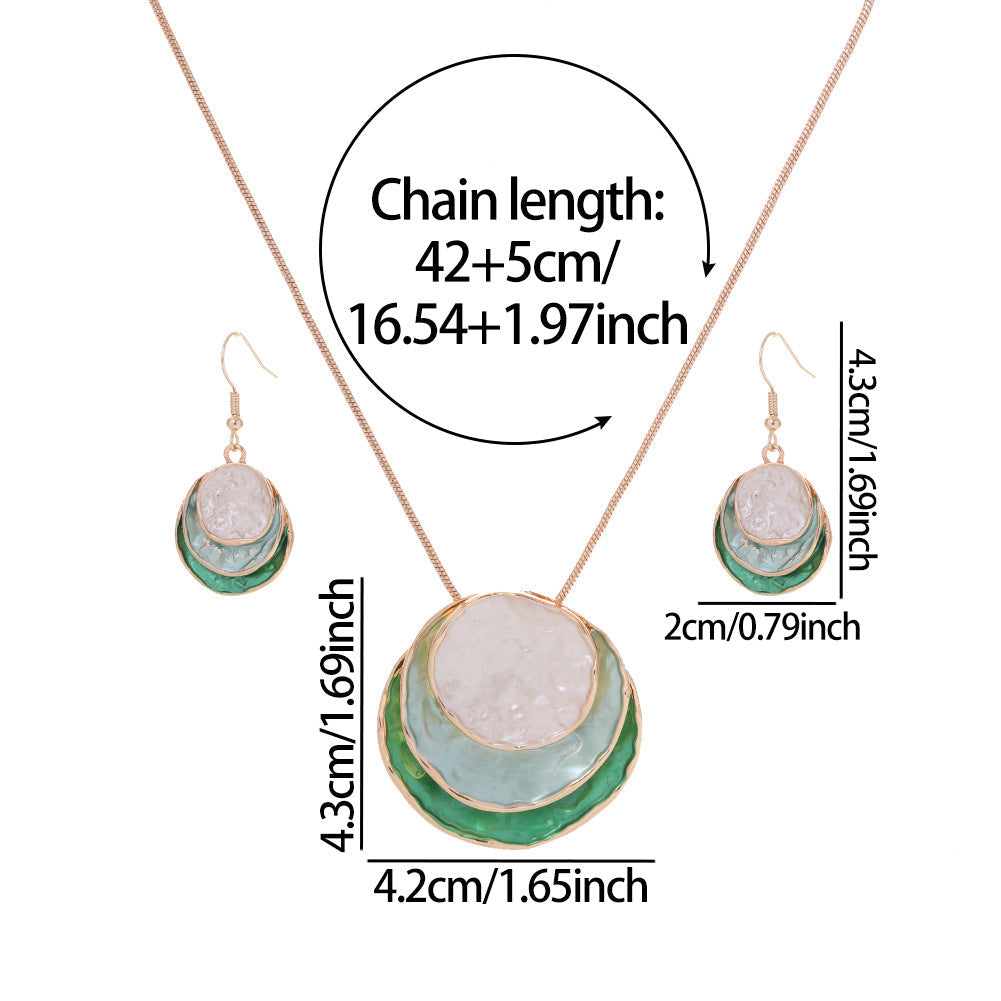 Women's Fashion Bohemian Enamel Geometric Round Party Jewelry Set
