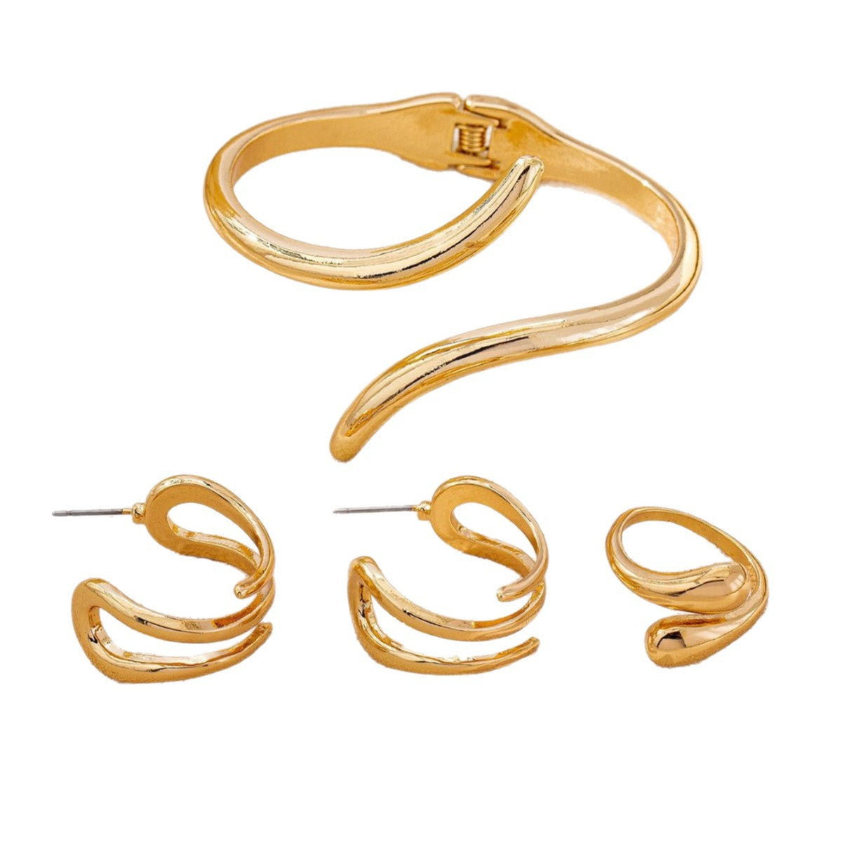Personality Gold Geometric Irregular Serpentine Ear Jewelry Set