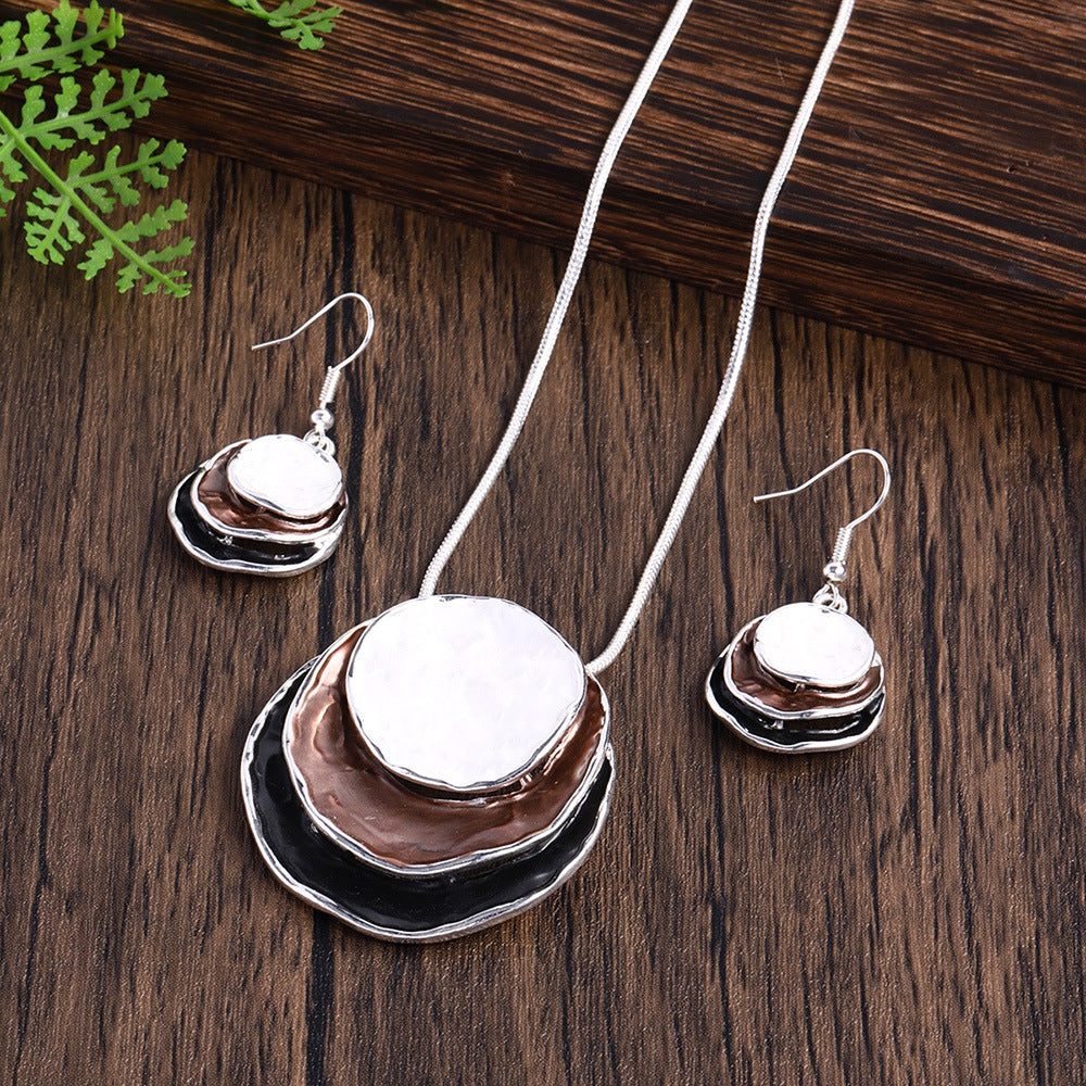 Women's Fashion Bohemian Enamel Geometric Round Party Jewelry Set