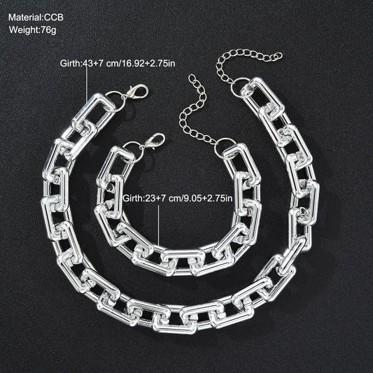 Women's High Profile Fashion Thick Chain Geometric Jewelry Set