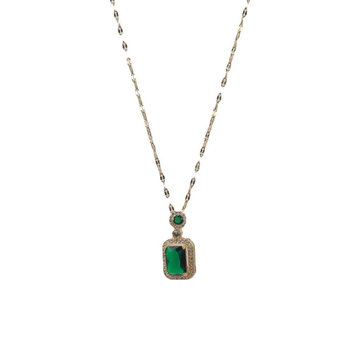 Style Geometric Three-piece Emerald Female Temperament Light Jewelry Set