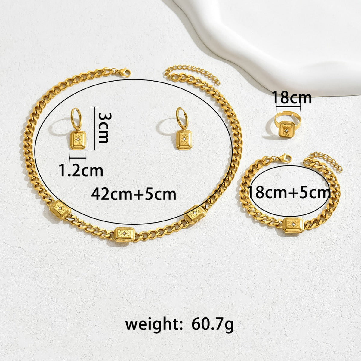 Geometric Palace Style Inlaid Zircon Versatile Jewelry Set