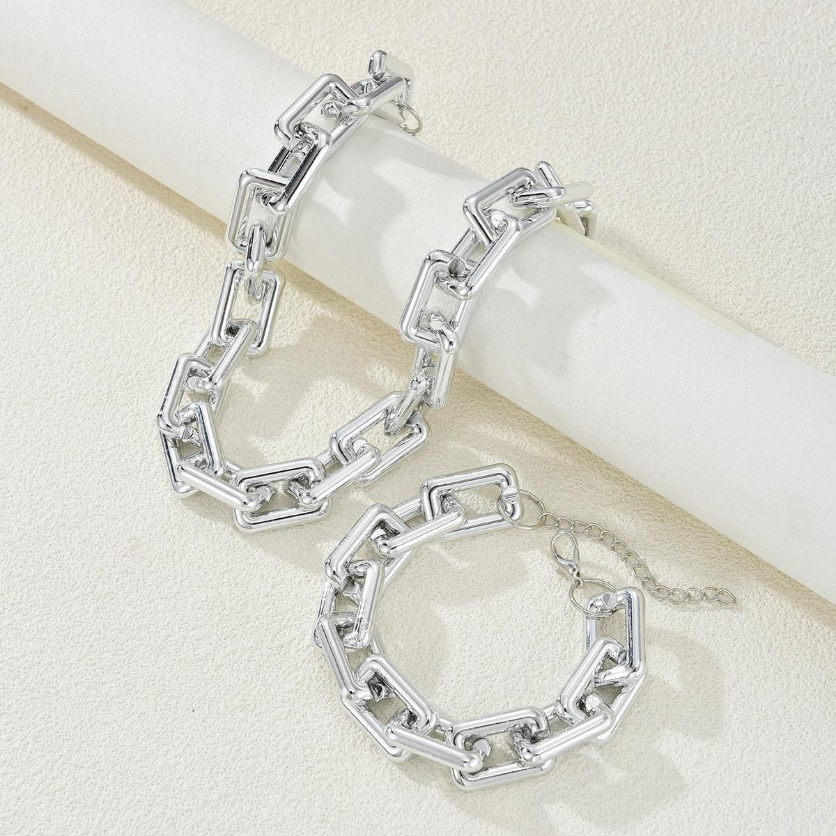 Women's High Profile Fashion Thick Chain Geometric Jewelry Set