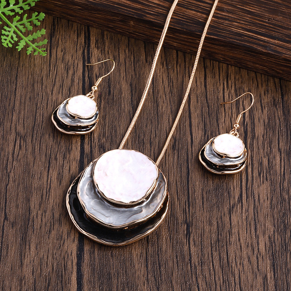 Women's Fashion Bohemian Enamel Geometric Round Party Jewelry Set