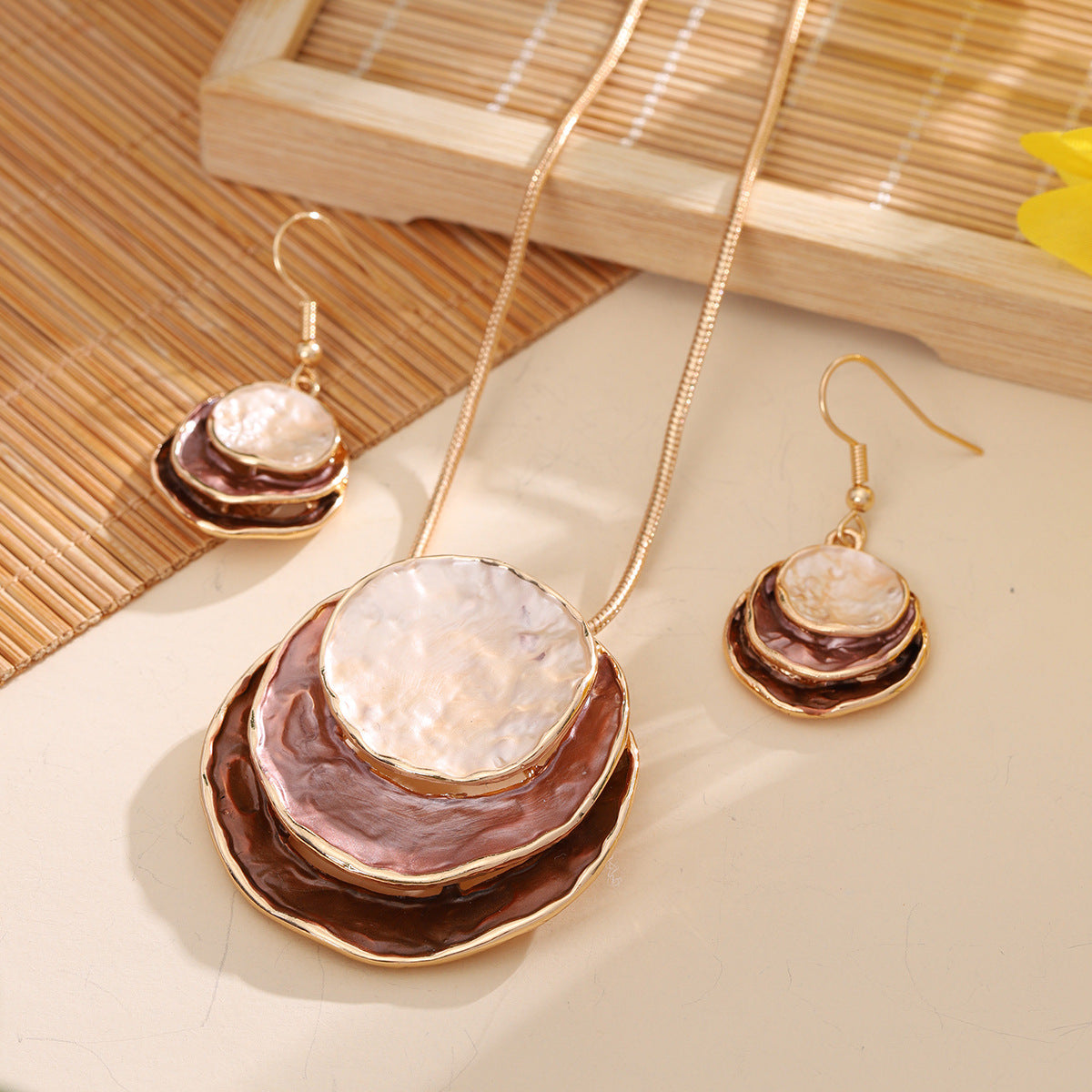 Women's Fashion Bohemian Enamel Geometric Round Party Jewelry Set