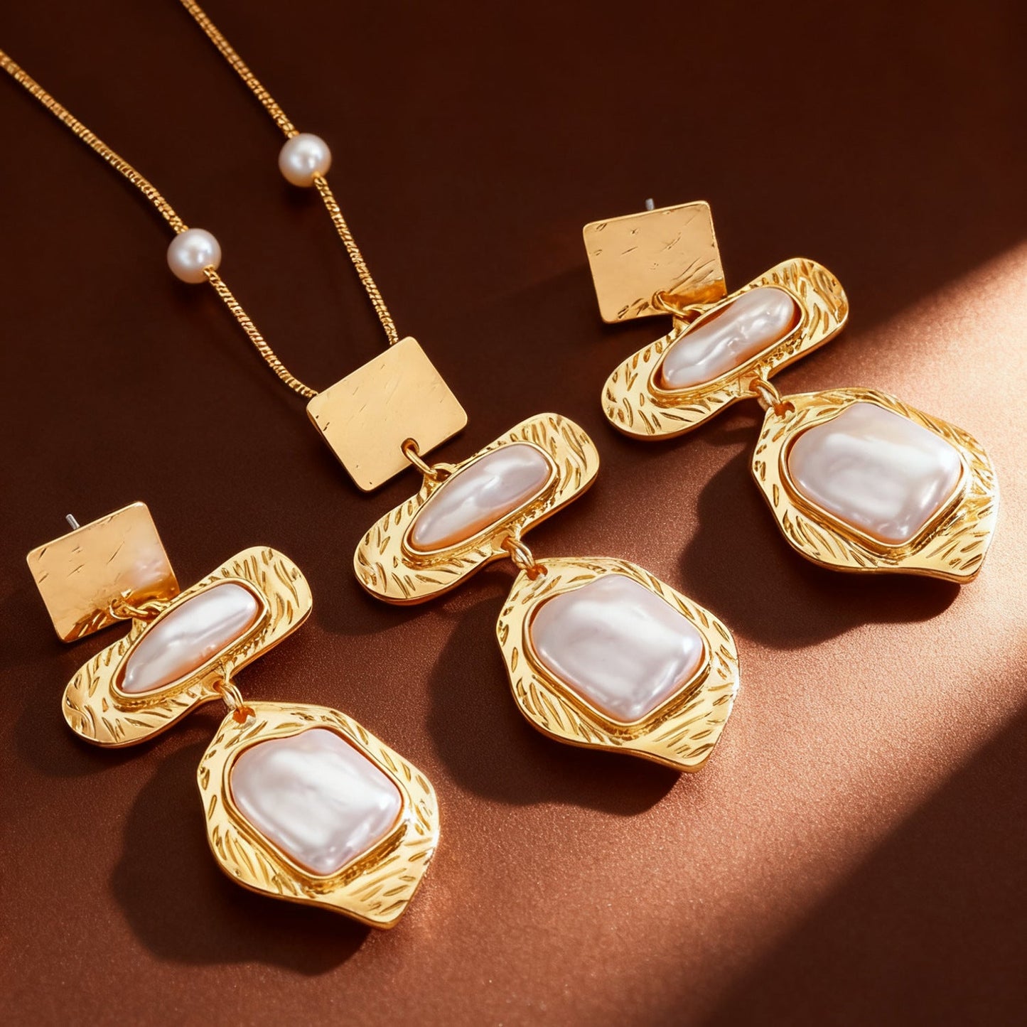 Ear Female Irregular Geometric Texture Design Jewelry Set
