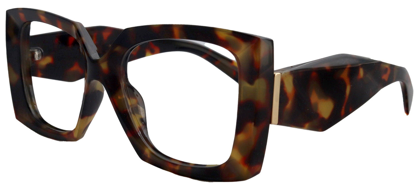 Penelope Tortoiseshell   Large Oversized Reading Glasses, Women Readers, High-End Reading Magnifying eyeglasses,  Big Square Optical Frames